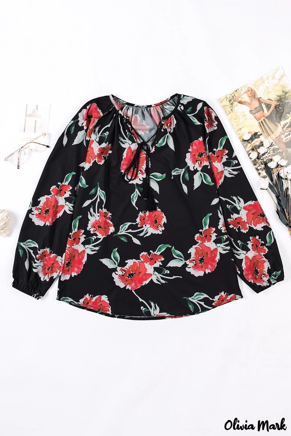 Deanwangkt - Multicolor Peasant Blouse With Floral Print - Deanwangkt