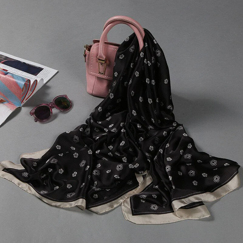 Christmas Gift Deanwangkt luxury brand women's scarf fashion lady silk scarves print soft shawls pashmina foulard long bandana echarpe hiver femme - Deanwangkt