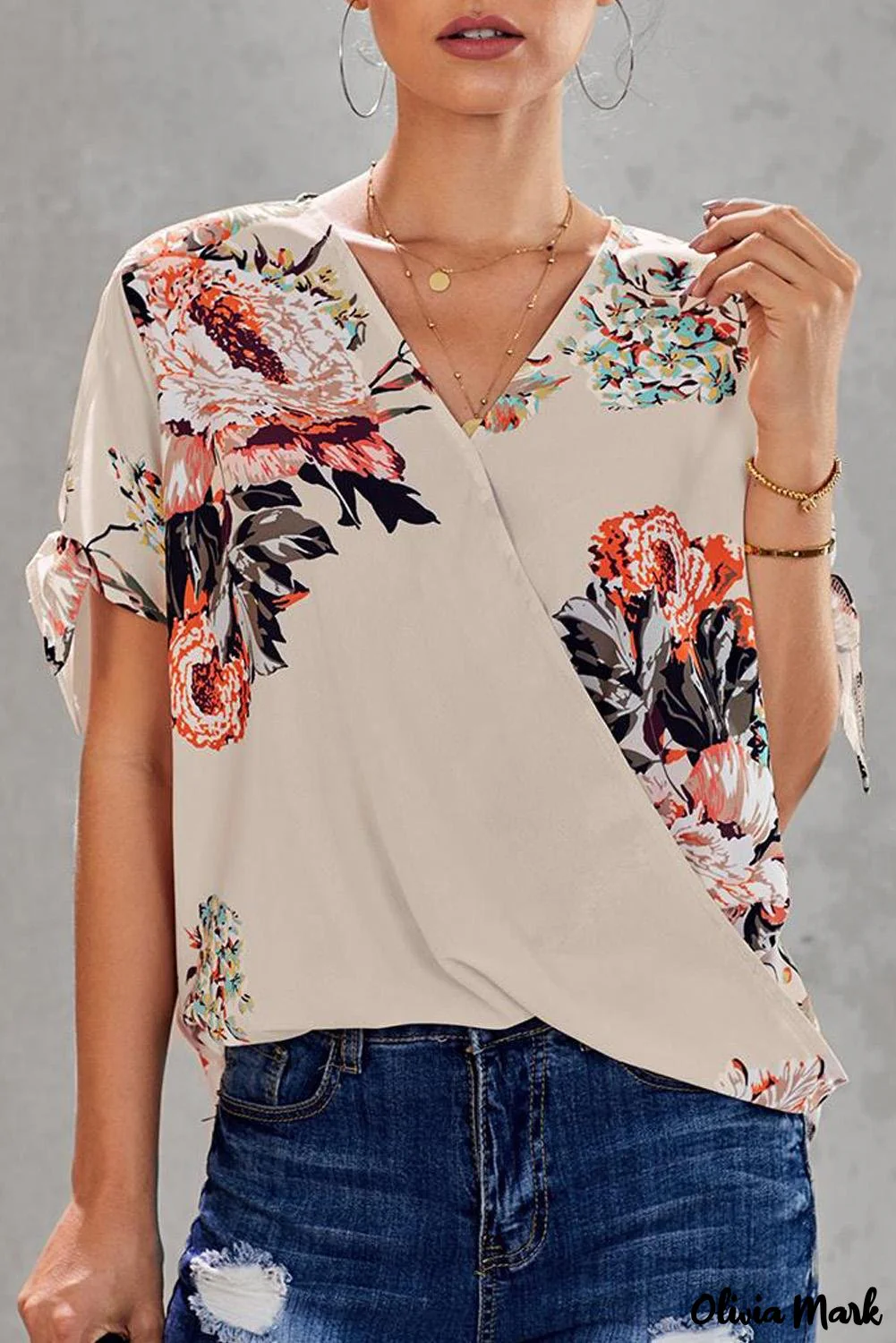 Deanwangkt - Orange Floral Twist Top - Deanwangkt