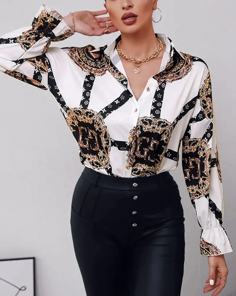 Deanwangkt - Baroque Print Button Down Long Sleeve Shirt - Deanwangkt