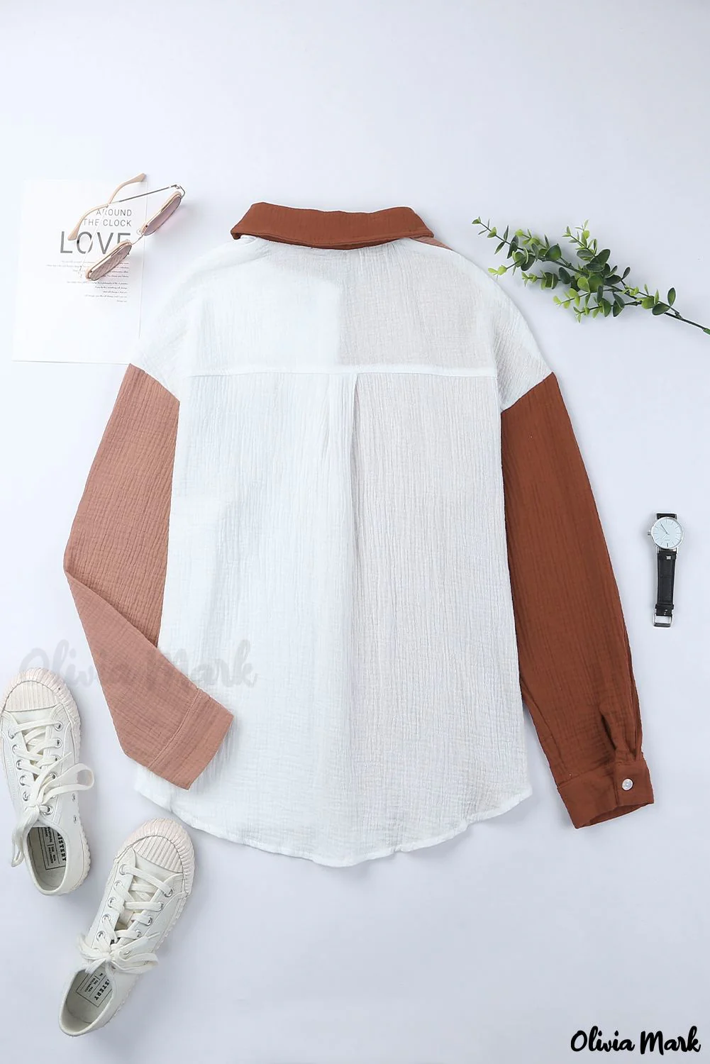 Deanwangkt - Brown textured long sleeve shirt with pocket - Deanwangkt