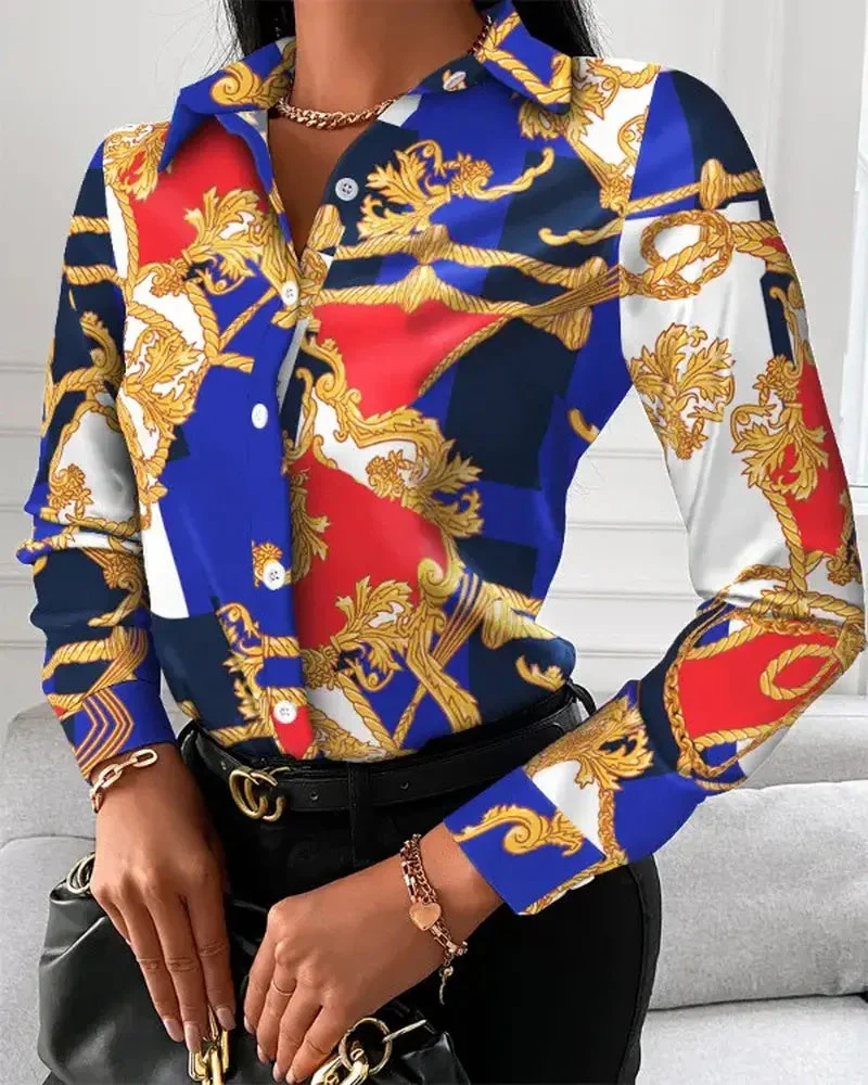 Deanwangkt - Baroque Print Long Sleeve Button Up Top - Deanwangkt
