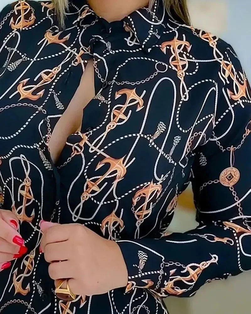 Deanwangkt - Boat Anchor Print Long Sleeve Shirt - Deanwangkt