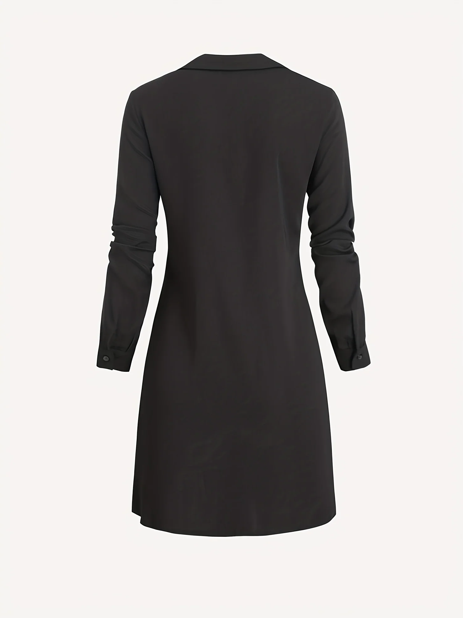 deanwangkt-1  Button Front Solid Shirt Dress, Casual Long Sleeve Mini Dress, Women's Clothing - Deanwangkt
