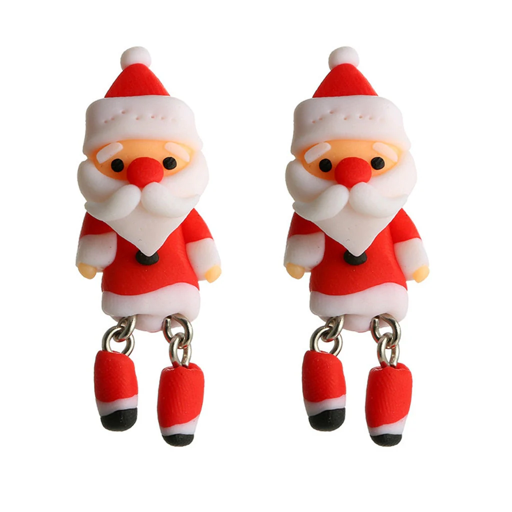 Christmas Gift Deanwangkt Christmas Cartoon Stud Earring 3d Santa Claus Earring Handmade Polymer Soft Clay Ear Stud Earrings Female Jewelry Gift - Deanwangkt