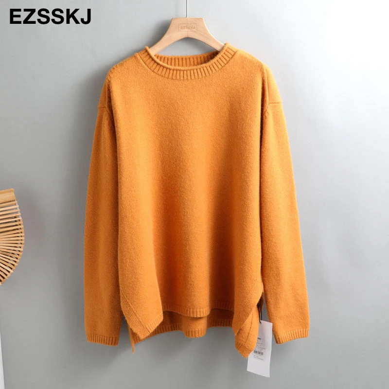 Christmas Gift Autumn Winter O-NECK oversize thick Sweater pullovers Women Deanwangkt loose cashmere  turtleneck Sweater Pullover female Long Sleeve - Deanwangkt