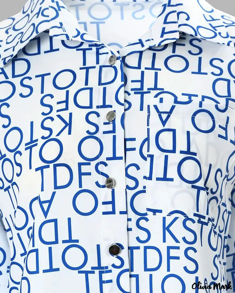 Deanwangkt - Letter Print Long Sleeve Button Down Shirt - Deanwangkt