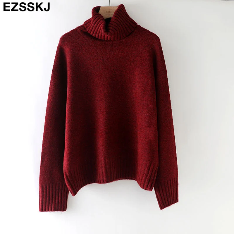 Christmas Gift autumn Winter casual cashmere oversize thick Sweater pullovers Women Deanwangkt loose Turtleneck women's sweaters jumper - Deanwangkt
