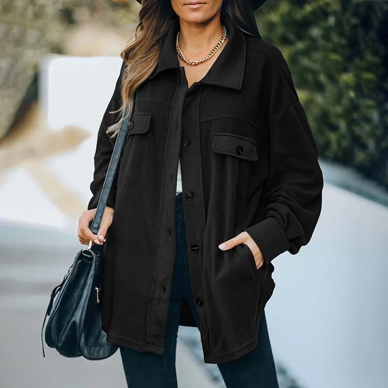 Christmas Gift Autumn Shirt Jacket Women Button Long Plush Coat Jacket Women Overshirt Winter Coats Women Loose Fleece Jacket Female Deanwangkt - Deanwangkt