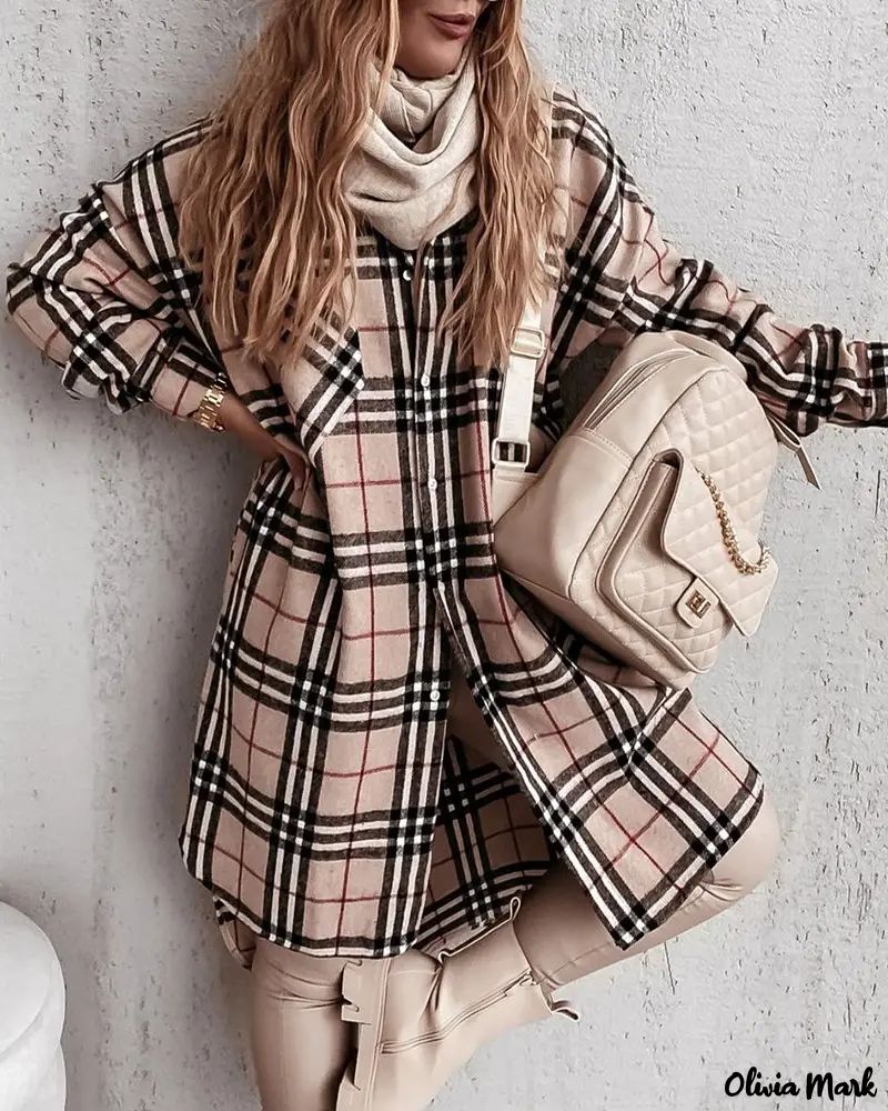 Deanwangkt - Plaid Print Long Sleeve Slit Shirt - Deanwangkt