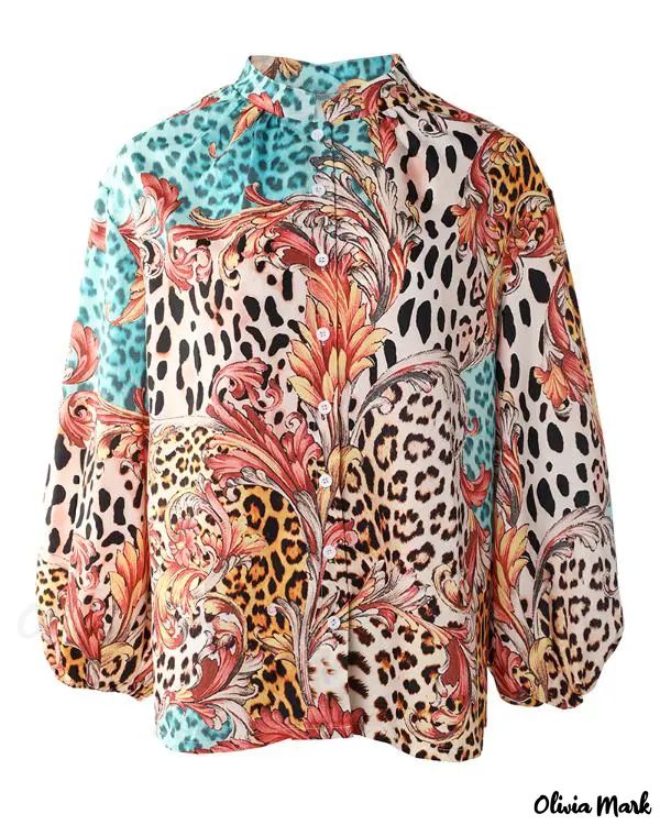 Deanwangkt - Baroque Leopard Print Long Sleeve Button-Up Shirt - Deanwangkt