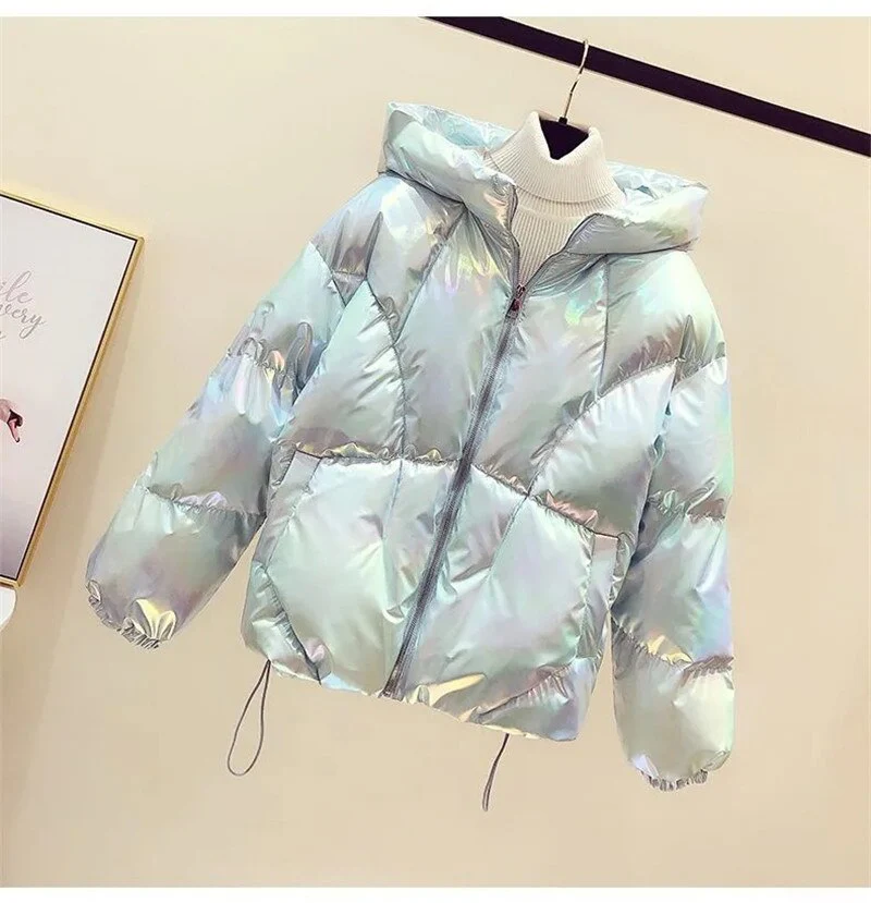 Christmas Gift Deanwangkt New Winter Jacket Coats Women Parkas Hooded Glossy Down Cotton Jacket Warm Casual Parka Padded Cotton Coat Female P1062 - Deanwangkt