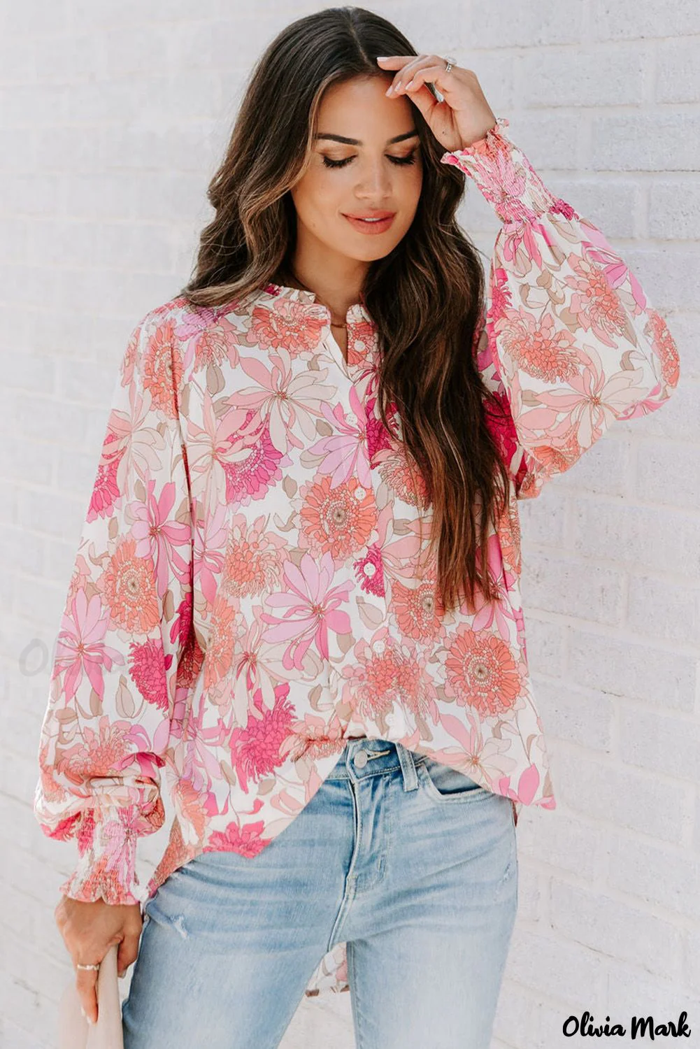 Deanwangkt - Pink floral blouse with balloon sleeves - Deanwangkt