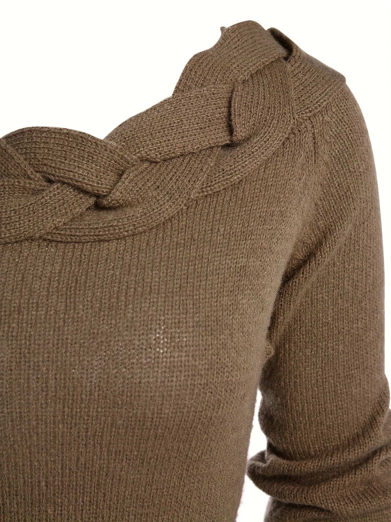 deanwangkt-1  Solid Cable Knit Belted Dress, Elegant Long Sleeve Dress For Fall & Winter, Women's Clothing - Deanwangkt