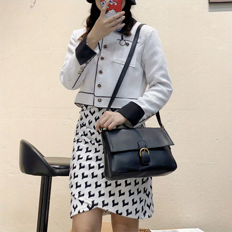 Trendy PU Leather Crossbody Bag, Simple Solid Color Flap Shoulder Bag, Perfect Messenger Bag For Daily Use - Deanwangkt