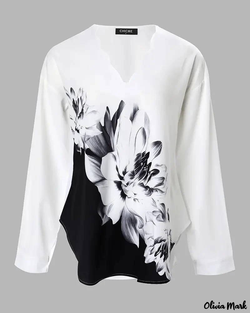 Deanwangkt - Relaxed floral print top with scalloped edges - Deanwangkt