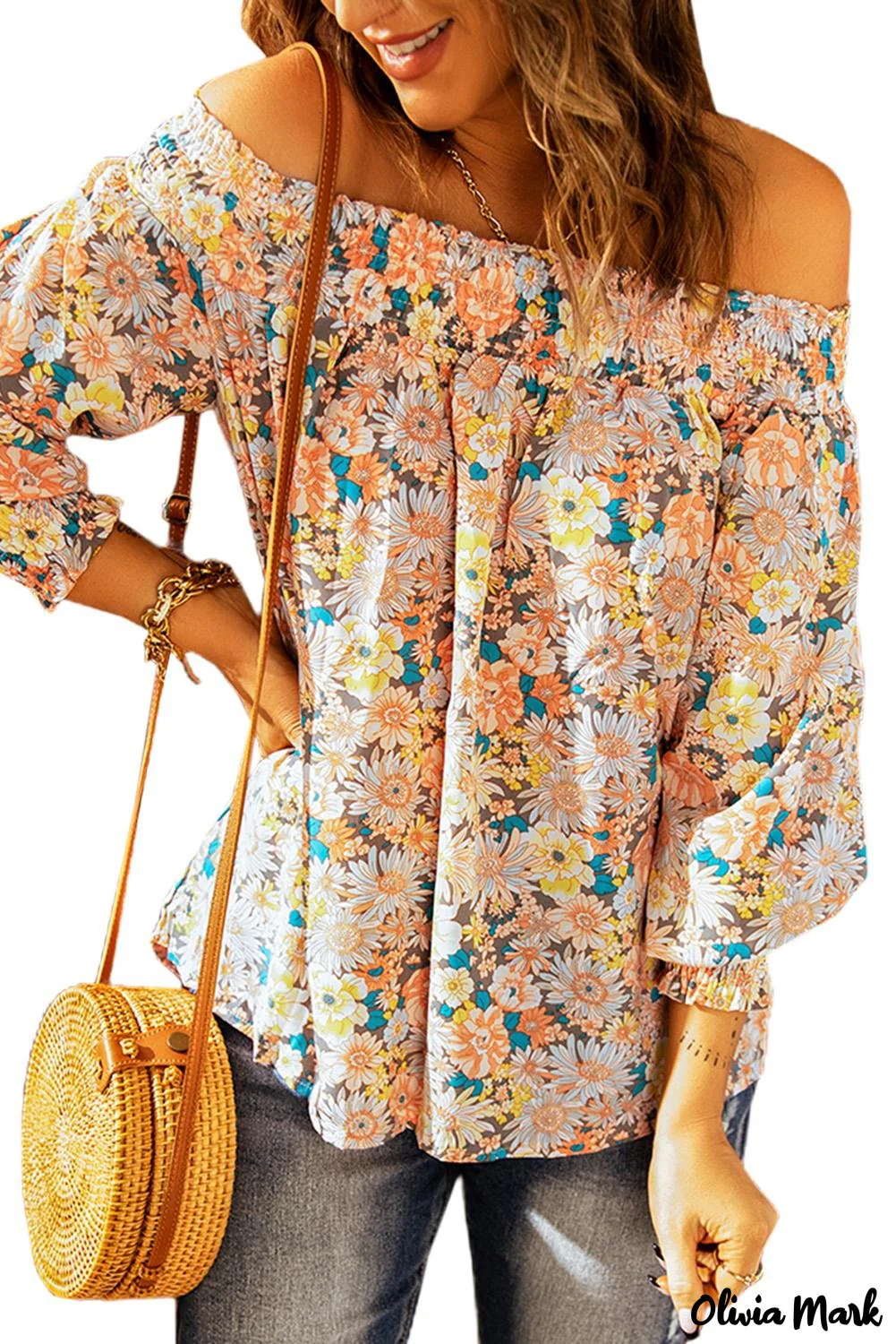Deanwangkt - Floral Smocked Off Shoulder Top - Deanwangkt