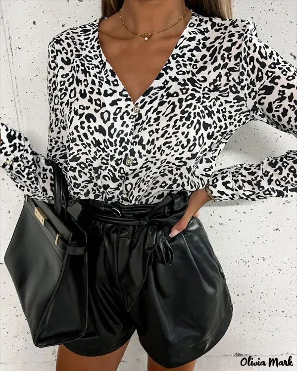 Deanwangkt - Leopard Print Long Sleeve Button Down Shirt - Deanwangkt