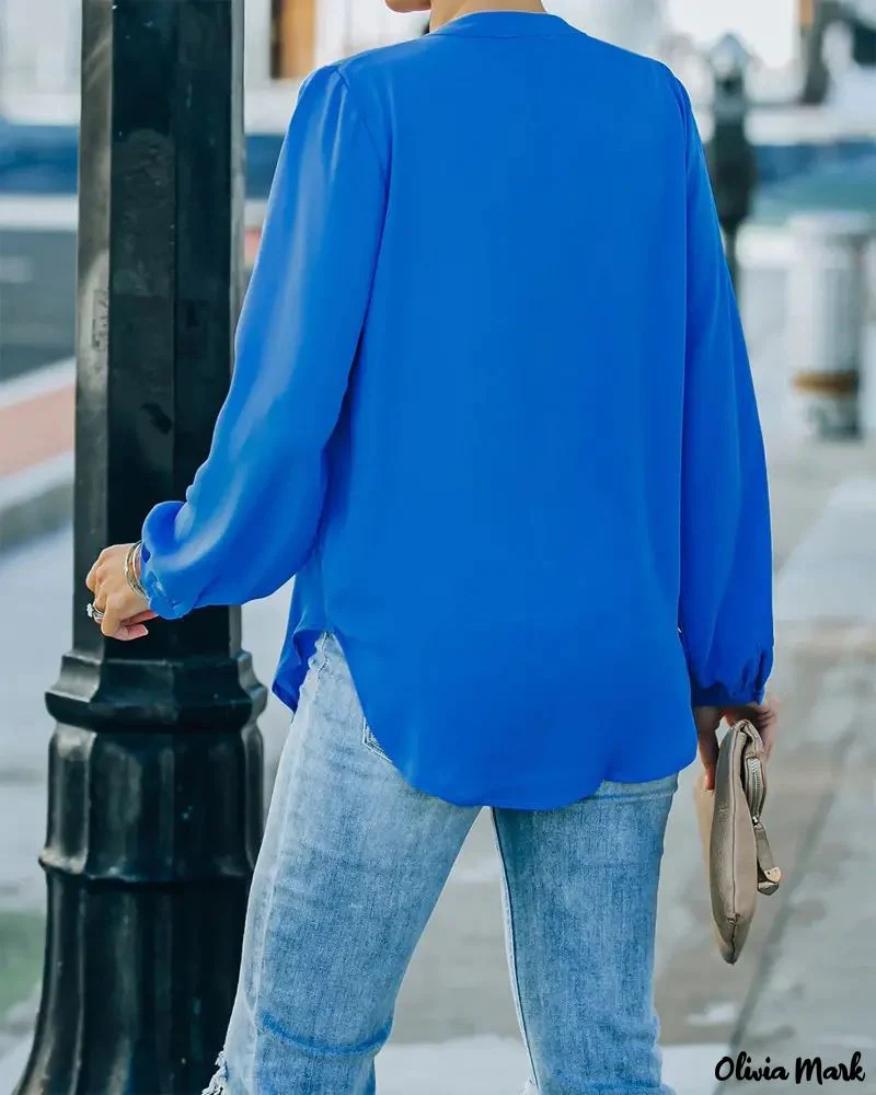 Deanwangkt - Solid Long Sleeve Curved Hem Top - Deanwangkt