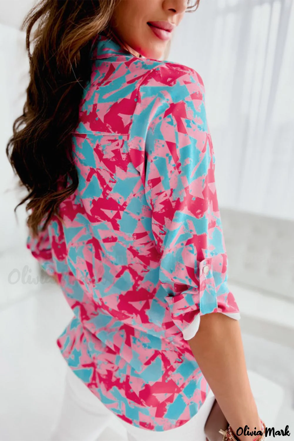 Deanwangkt - Pink Abstract Print Button Down Long Sleeve Shirt - Deanwangkt