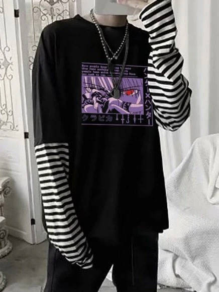Black Friday Sales Rainbow Sleeve Harajuku T-Shirt Women's Stitching Long Sleeve T-Shirt Stripe Printing O-Neck Chic Tops Deanwangkt Summer Streetwear - Deanwangkt