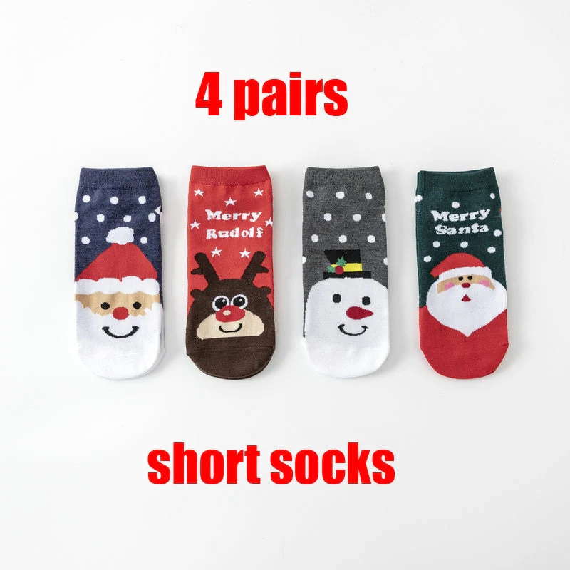Christmas Gift 4 Pairs/Lot Casual Christmas Socks Cartoon Animal women Socks Cotton Happy funny Socks Korea cute socks Christmas Gift for women - Deanwangkt