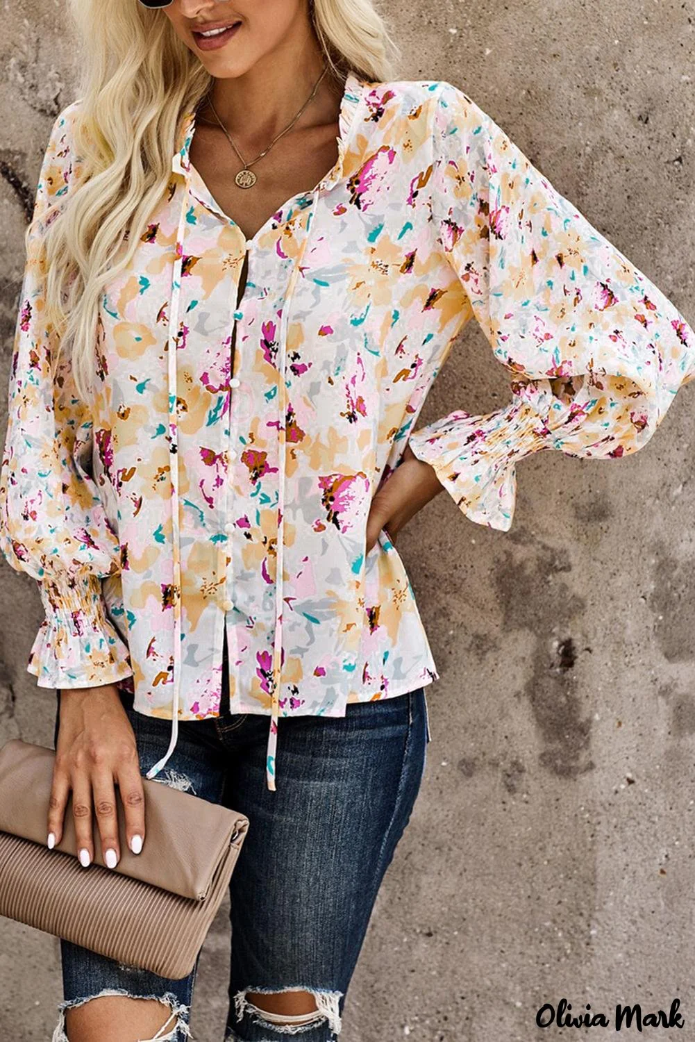 Deanwangkt - Cakewalk Rose Floral Smocked Blouse - Deanwangkt