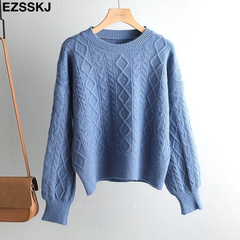 Christmas Gift Autumn Winter basic oversize thick Sweater pullovers Women Deanwangkt croped Coarse Needle Sweater pullovers female Long Sleeve - Deanwangkt