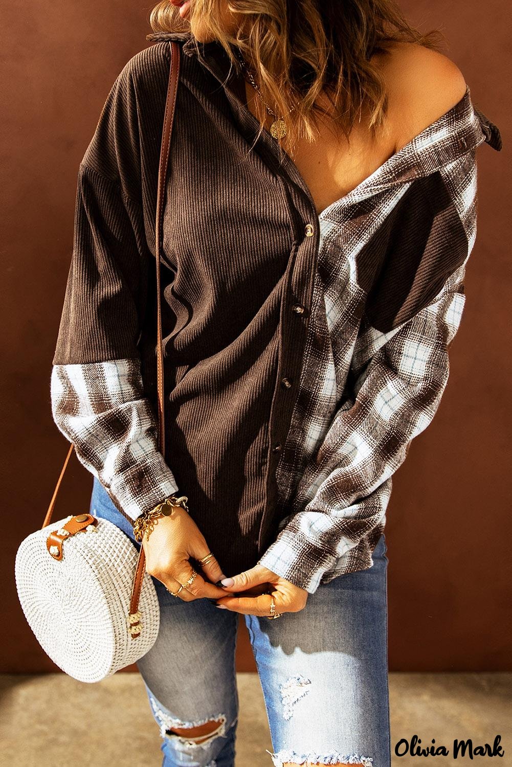 Deanwangkt - Oversized button-up shirt in checked corduroy - Deanwangkt