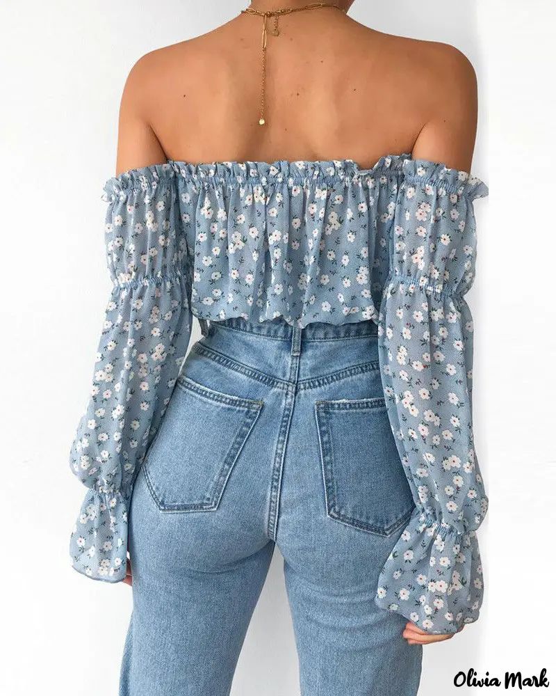 Deanwangkt - Floral Off Shoulder Ruffle Hem Blouse - Deanwangkt