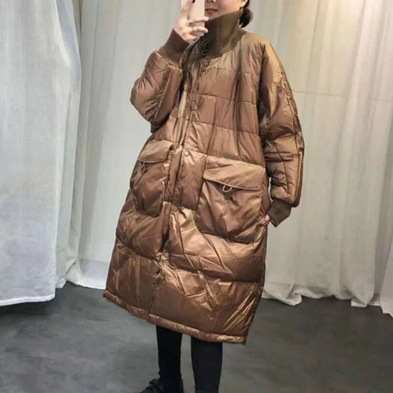 Black Friday Sales Winter Women Thick Warm 90% White Duck Down Long Parka Casual Female Pocket Zipper Snow Outwear Loose Down Jackets - Deanwangkt