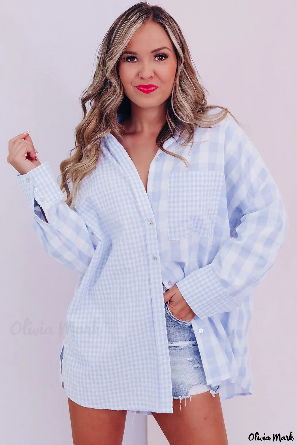 Deanwangkt - Mixed Checked Patchwork Long Sleeve Shirt - Deanwangkt