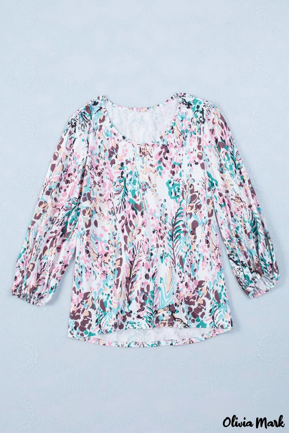 Deanwangkt - Green Floral Print Puff Sleeve Loose Blouse - Deanwangkt