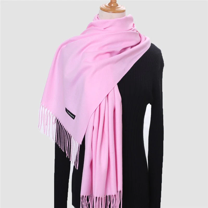 Christmas Gift Deanwangkt Winter Scarf For Women Long Warm Cashmere Scarves Hijab Solid Lady Shawl Wrap Female Pashmina Bandana Head Scarfs Echarpe - Deanwangkt
