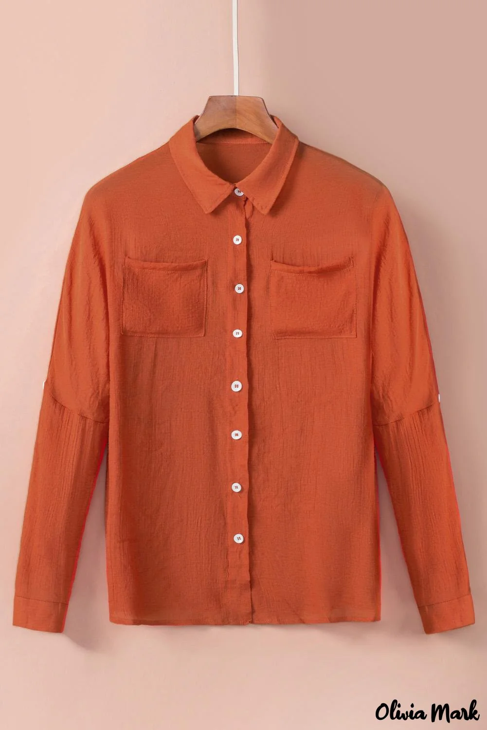 Deanwangkt - Red loose button-up long sleeve shirt with pocket - Deanwangkt