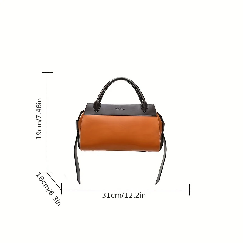 deanwangkt-1 Vintage Letter Pattern Tote Satchel Bag, Classic Handbag For Work, Women's Trendy Bag For Work - Deanwangkt