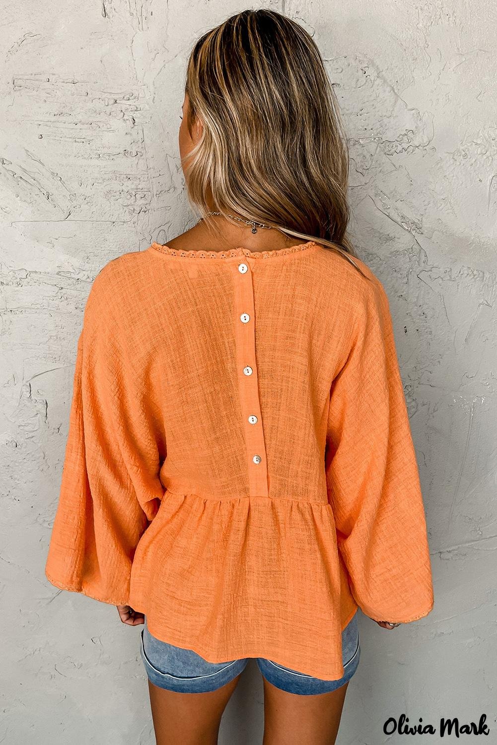 Deanwangkt - Orange Embroidered Kimono Sleeve Top - Deanwangkt
