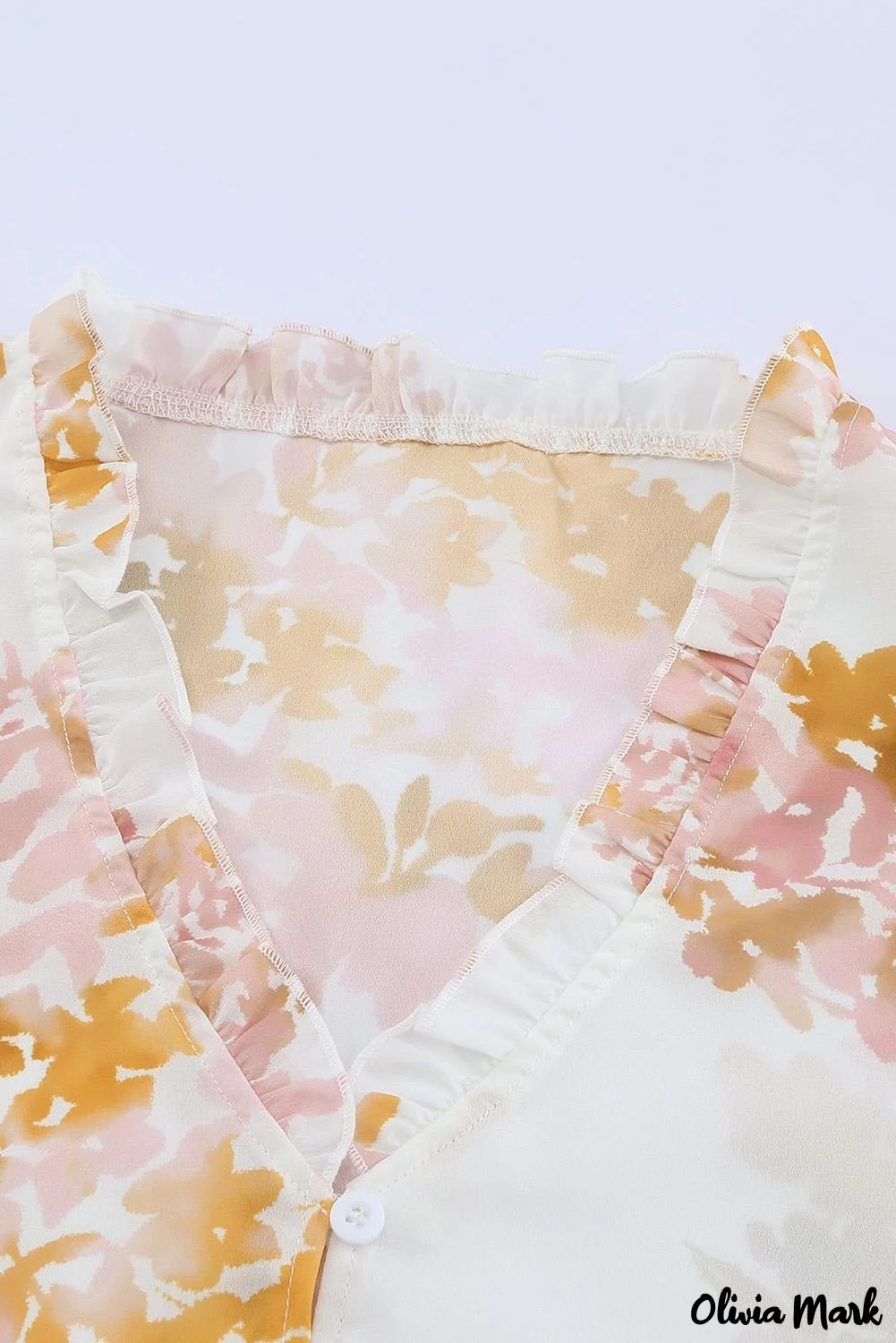 Deanwangkt - Floral V-Neck Ruffle Tie Waist Puff Sleeve Blouse - Deanwangkt