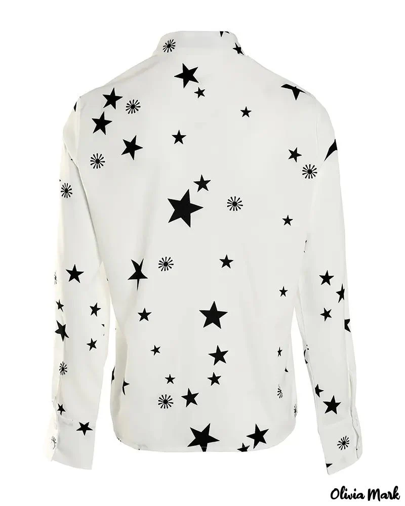 Deanwangkt - Star and Moon Printed Ruched Long Sleeve Top - Deanwangkt