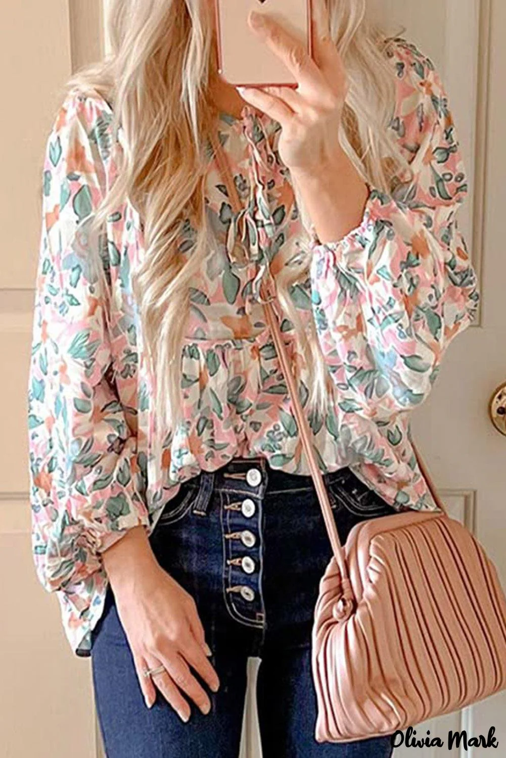 Deanwangkt - Green lace-up blouse with floral print - Deanwangkt