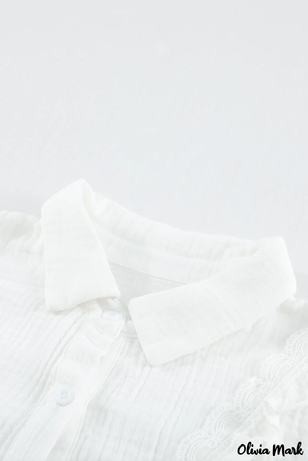 Deanwangkt - White Ruffle Crinkle Long Sleeve Shirt - Deanwangkt