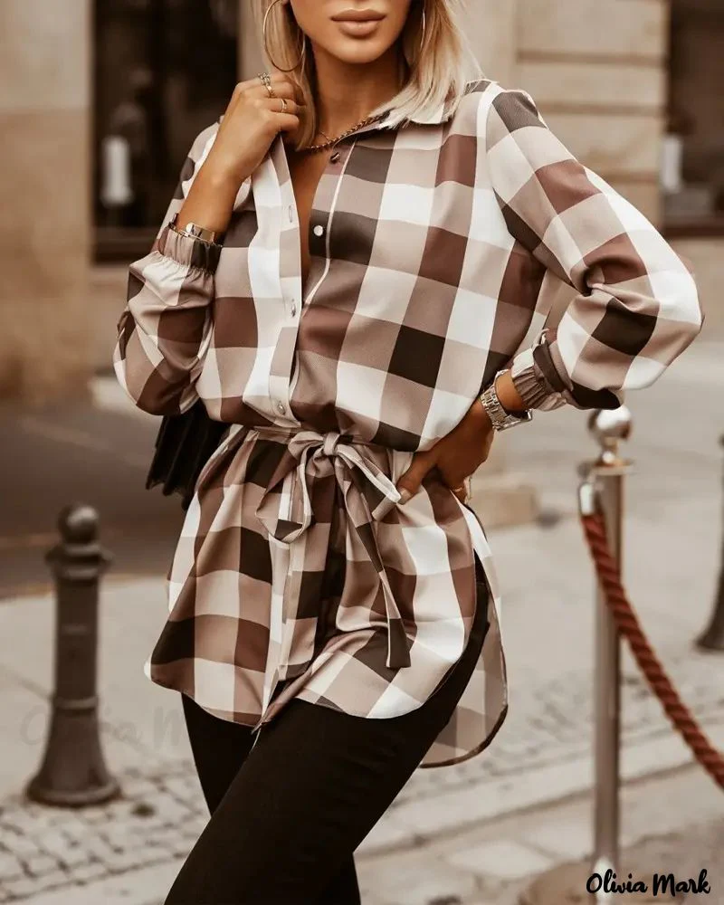 Deanwangkt - Plaid Print Long Sleeve Button-Up Shirt - Deanwangkt