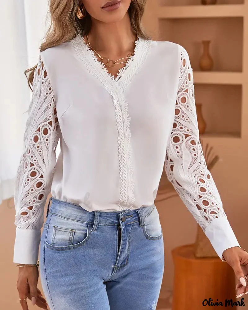 Deanwangkt - Contrast Lace Long Sleeve Top - Deanwangkt