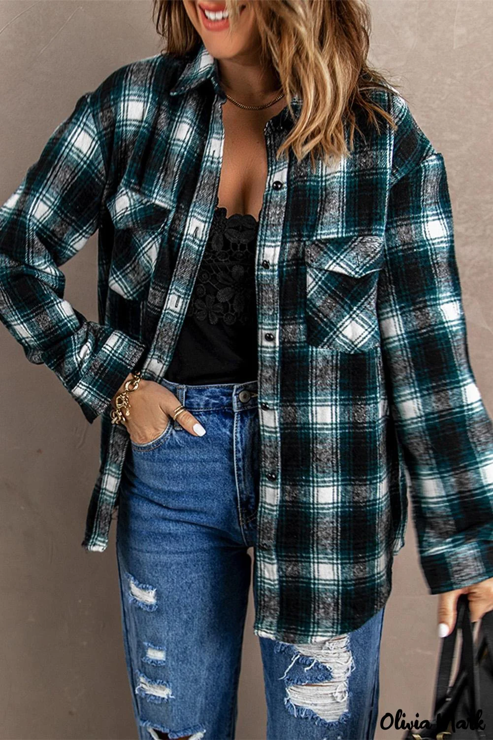 Deanwangkt - Black checked jacket with pockets and buttons - Deanwangkt
