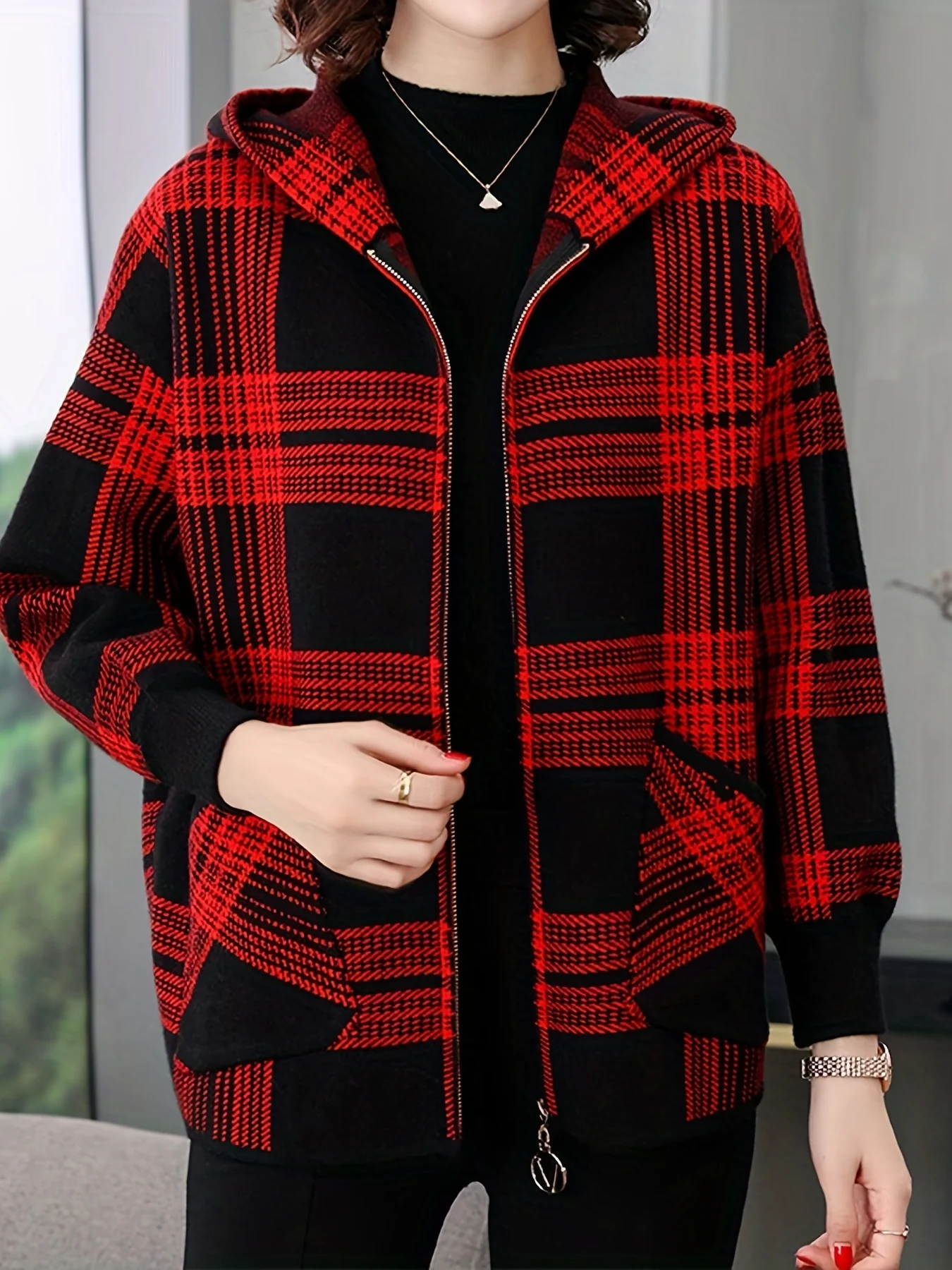 deanwangkt-1  Graphic Print Zip Up Jacket, Casual Long Sleeve Hooded Outerwear, Women's Clothing - Deanwangkt