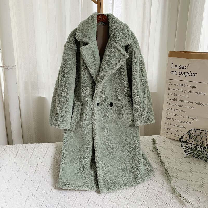 Christmas Gift Deanwangkt Winter Thicken Warm Faux Fur Teddy Coat Women Fashion Basic Lambswool Oversized Jacket Coats Street Fluffy Long Overcoat - Deanwangkt