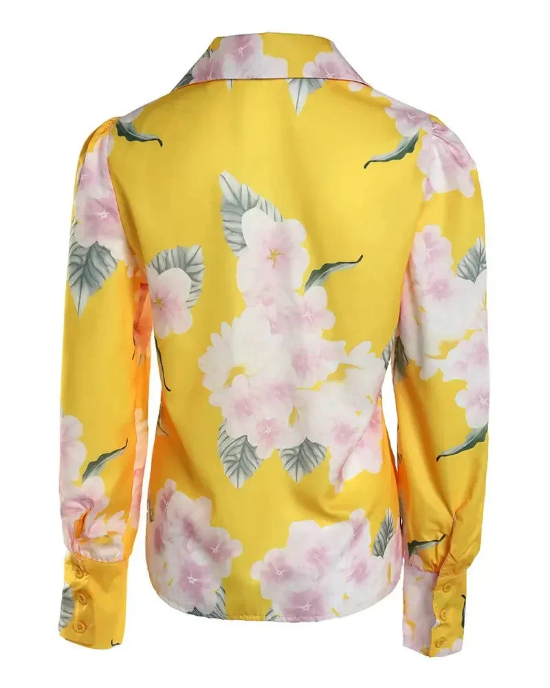 Deanwangkt - Floral print shirt with puff sleeves - Deanwangkt