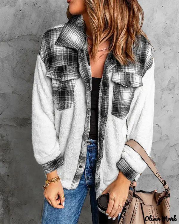 Deanwangkt - Contrast Check Long Sleeve Teddy Jacket - Deanwangkt