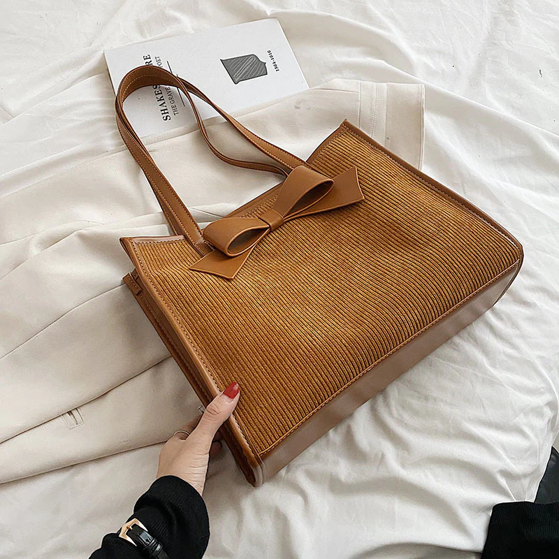 deanwangkt  Bow Decor Tote Bag, Elegant Solid Color Handbag Women's Stylish Shoulder Bag For Work & School - Deanwangkt
