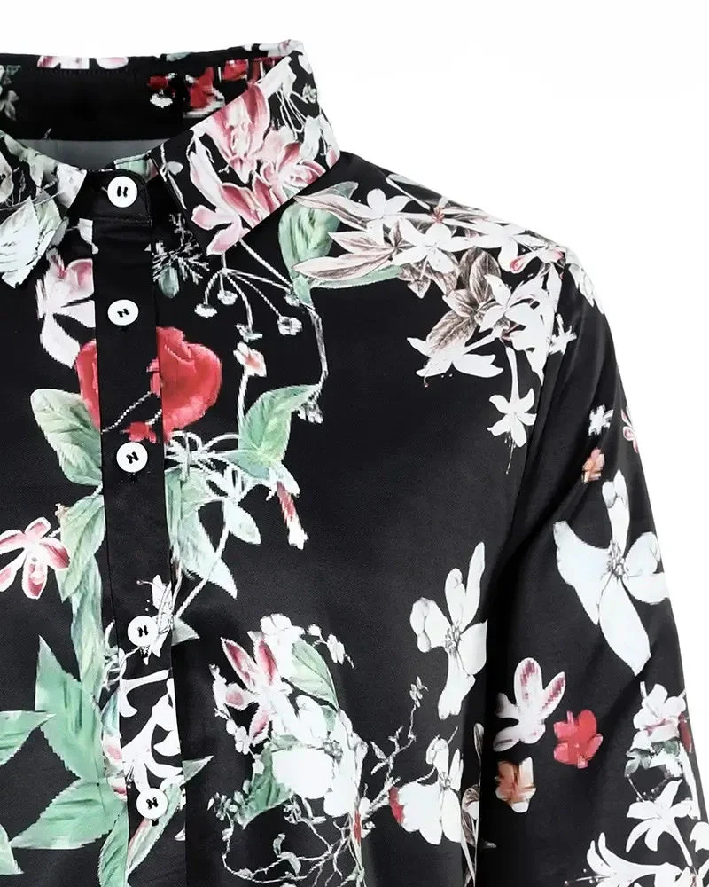 Deanwangkt - Floral Print Long Sleeve Button Up Top - Deanwangkt
